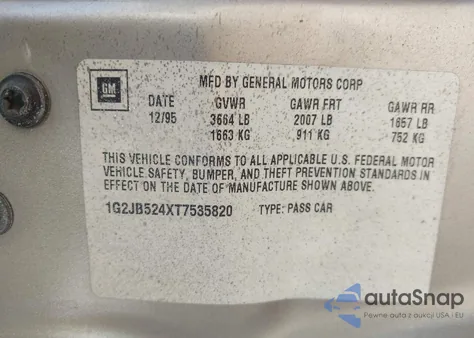 1996 Pontiac Sunfire Se from USA, damaged, VIN 1G2JB524XT7535820